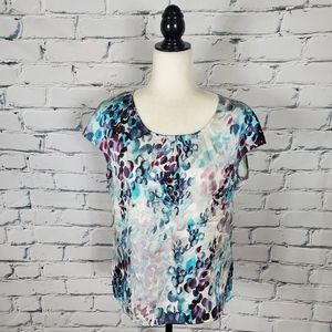 St. John Blue Print Silk Blouse